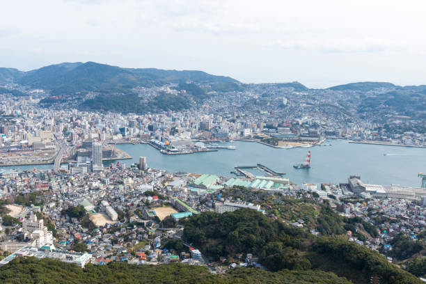 istock Nagasaki city in japan seen from Inasayama 810031496