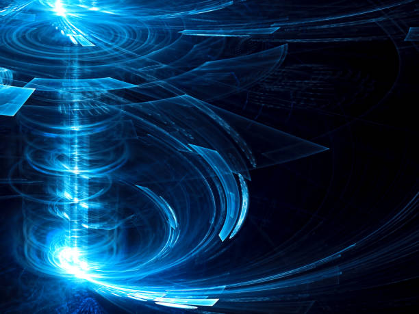 istock Luminous cylindrical structure with chaotically divergent rays of light 810047548