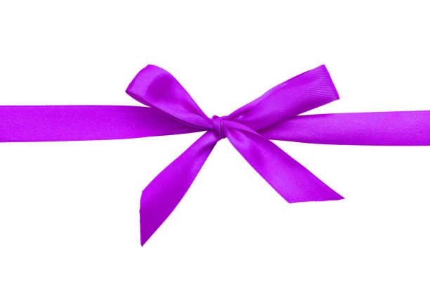 istock Violet ribbon tied bow isolated white 810050676