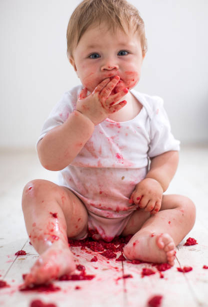 Baby Boy Self Feeding With Raspberry, Baby Led Weaning