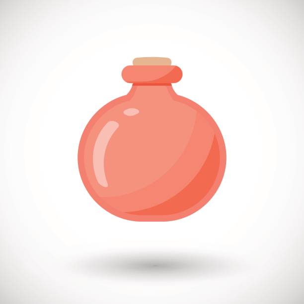 ilustraciones, imágenes clip art, dibujos animados e iconos de stock de plano icono de poción tarro vector - antidote toxic substance ingredient bottle