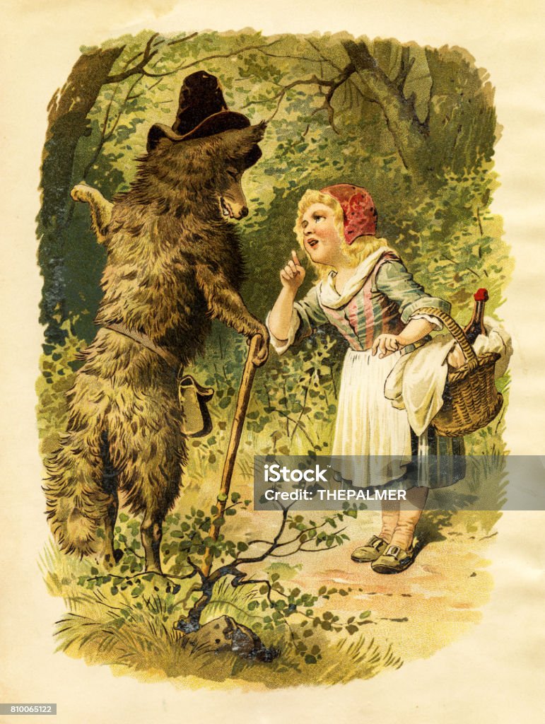 Little red ridding hood Fairy Tales 1863 Little Red Riding Hood stock illustration