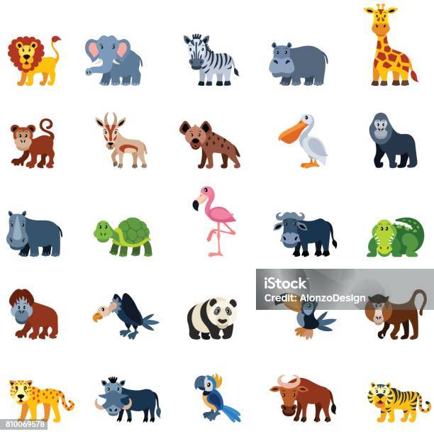 Cartoon Zoo Animals Stock Illustration - Download Image Now - Animal, Zoo,  Cartoon - iStock