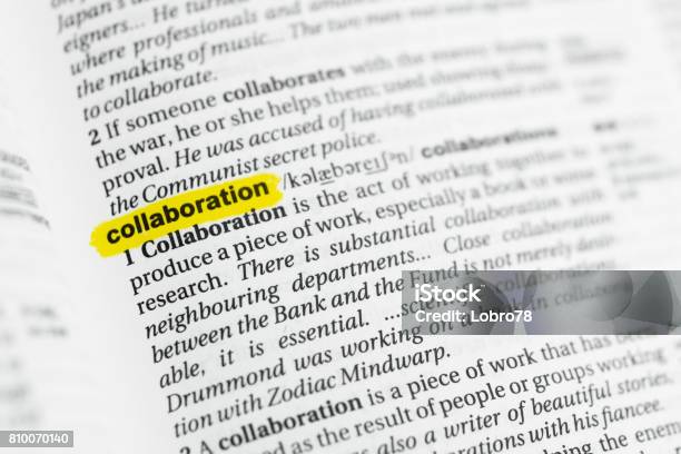 Highlighted English Word Collaboration And Its Definition Stock Photo - Download Image Now