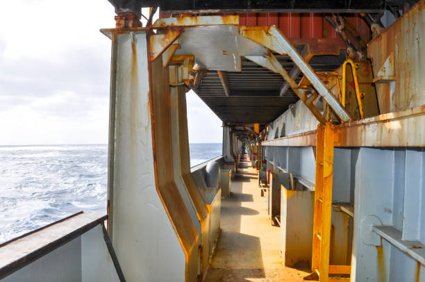 istock Container ship 's deck. Part of the vessel close-up. 810072100