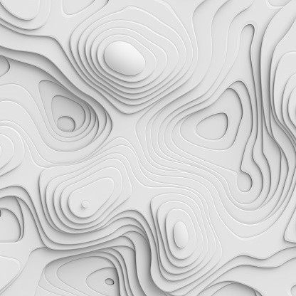 3d render, abstract paper background, flat layers, relief topographic map