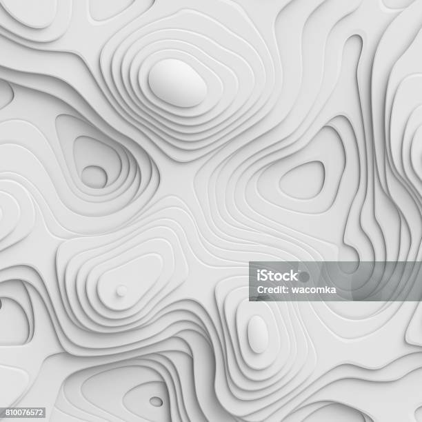 3d Render Abstract Paper Background Flat Layers Relief Topographic Map Stock Photo - Download Image Now