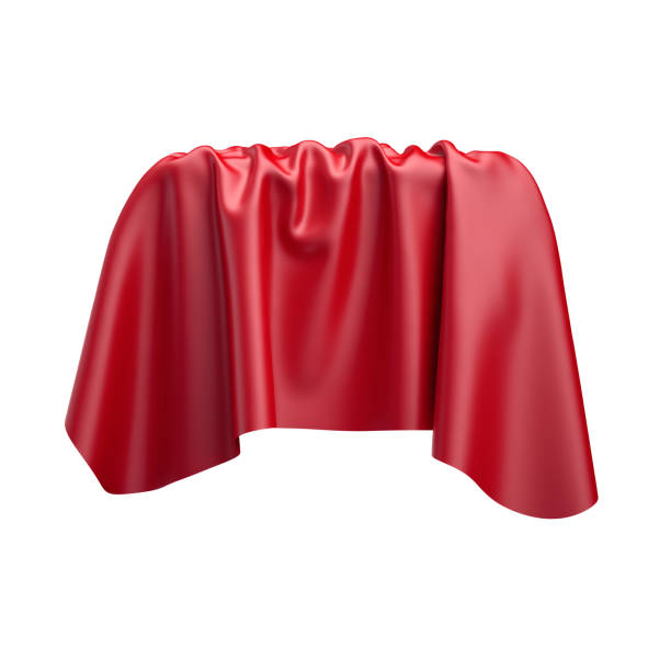 istock 3d render, digital illustration, abstract folded cloth, soaring fabric, red curtain, textile cover, isolated on white background 810081736