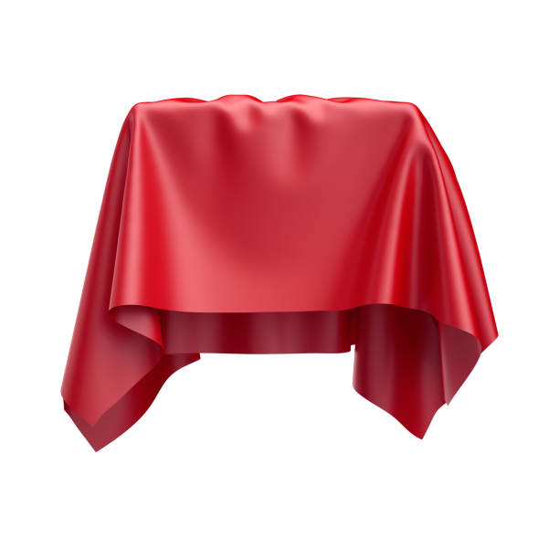 istock 3d render, digital illustration, abstract folded cloth, soaring fabric, red curtain, textile cover, isolated on white background 810081934