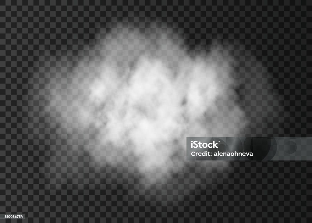 Steam explosion special effect   isolated on transparent background. Steam explosion special effect.  White  smoke cloud  isolated on transparent background. Realistic  vector   fire fog or mist texture . Tear Gas stock vector