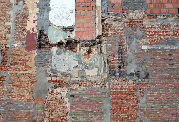 istock part of old derelict brick wall after demolition work 810096726