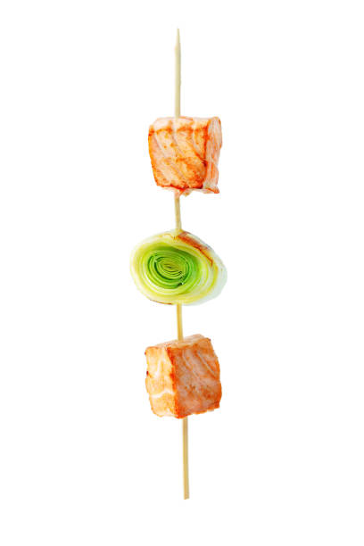 istock salmon, a shish kebab from a salmon, leek 810099982
