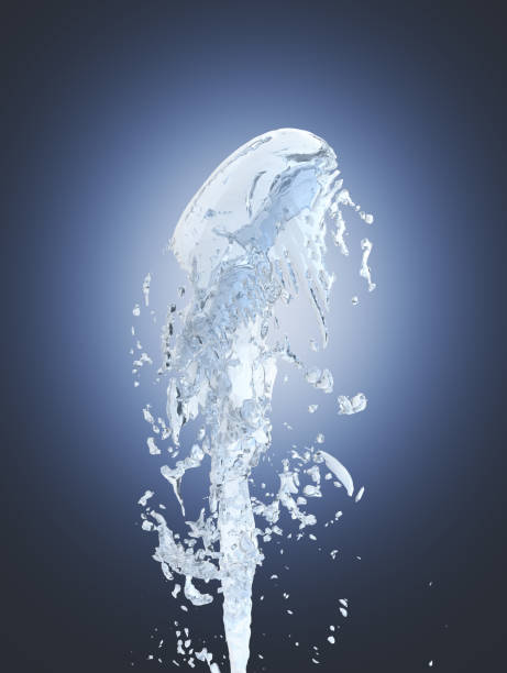 istock Jet of water upward stream on blue gradient background 3d 810113652