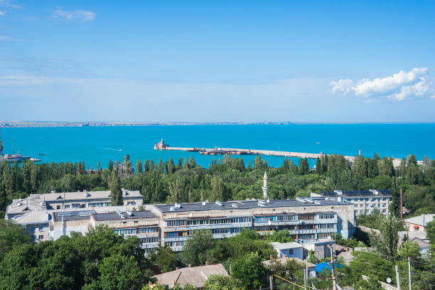 Feodosia city aerial view, Crimea, Russia Feodosia city aerial view, Crimea, Russia feodosiya stock pictures, royalty-free photos & images