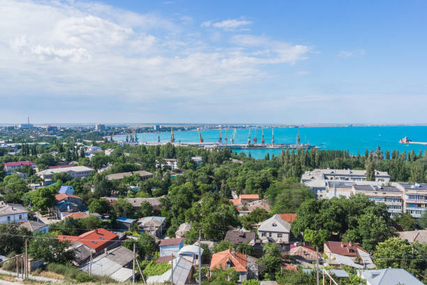 Feodosia city aerial view, Crimea, Russia Feodosia city aerial view, Crimea, Russia feodosiya stock pictures, royalty-free photos & images