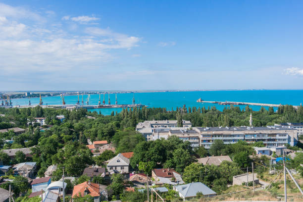 Feodosia city aerial view, Crimea, Russia Feodosia city aerial view, Crimea, Russia feodosiya stock pictures, royalty-free photos & images