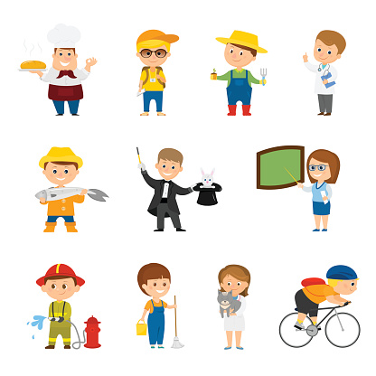 Collection of different professions.Isolated on white background. Cartoon style. Vector illustration