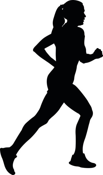 여자 선수 주자 - silhouette jogging running backgrounds stock illustrations