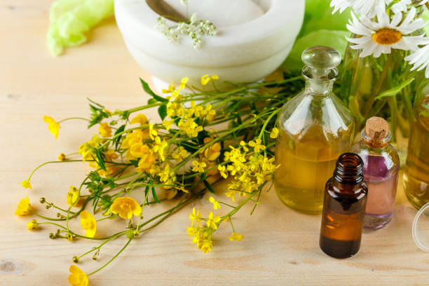 istock Essential oils and wild flowers 810135090