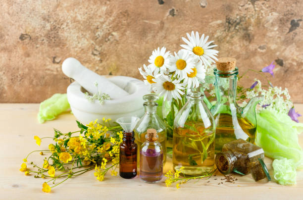 istock Essential oils and wild flowers 810137222
