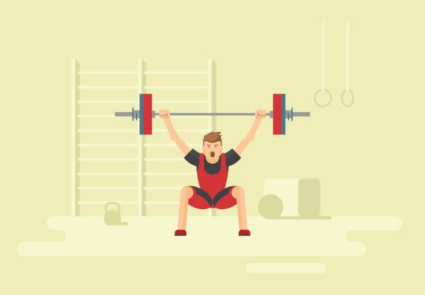 illustrazioni stock, clip art, cartoni animati e icone di tendenza di strappo per il sollevamento pesi. allenamento in palestra. - curbstone