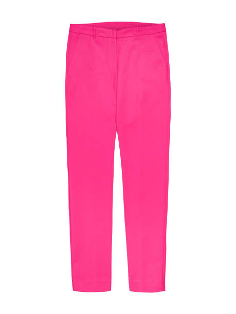 istock Ladies pink textile trousers isolated on white 810137556