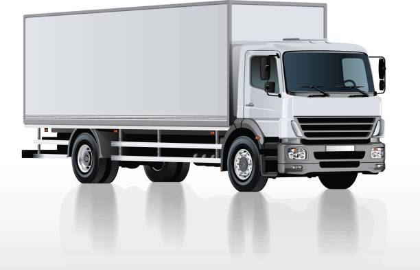 векторный шаблон грузовика изолирован на белом - van white truck vector stock illustrations