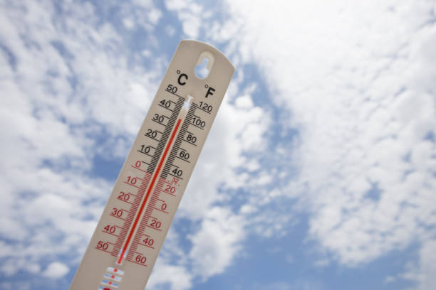 istock Thermometer with one hundred degree Fahrenheit heat 810147704