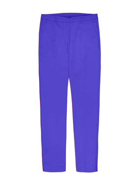 istock Ladies blue textile trousers isolated on white 810159052