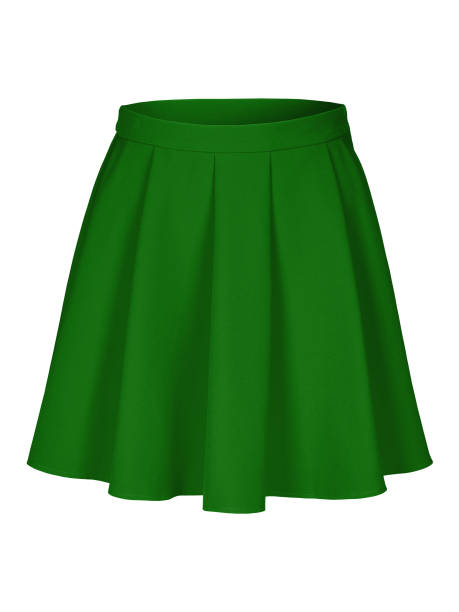 istock Green flounce skirt on invisible mannequin isolated on white 810159070
