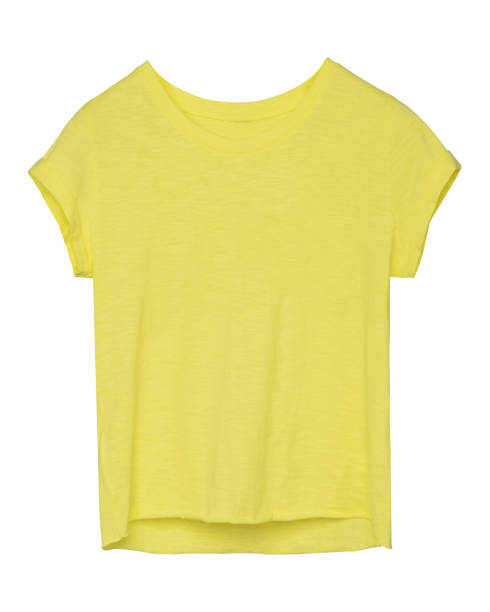 istock Sunny yellow empty women tee shirt with torn edges isolated 810159208
