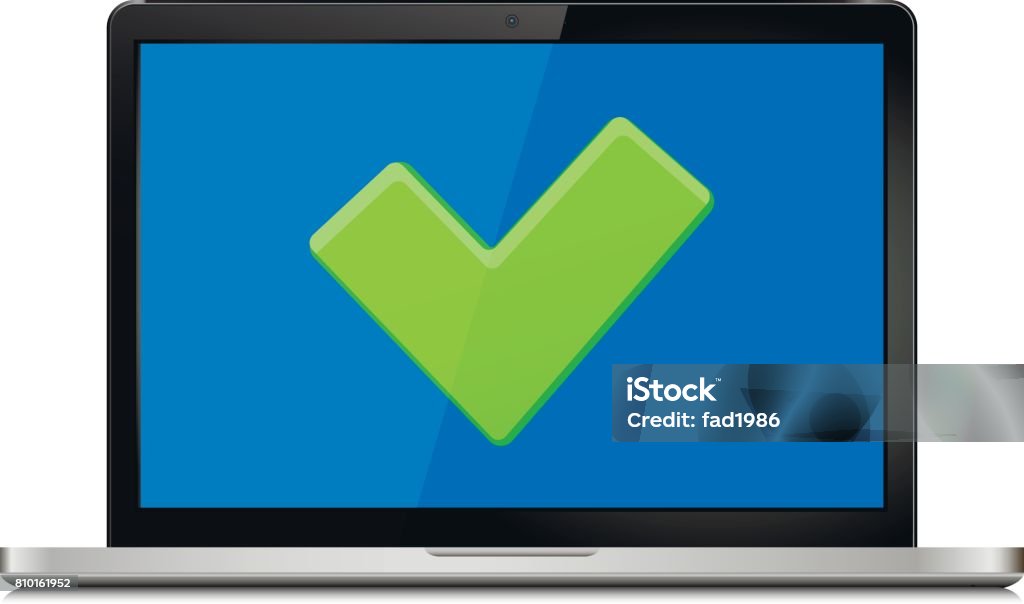 Computer Screen With Check Check Mark On Laptop Screen Stock Illustration - Download Image Now ...