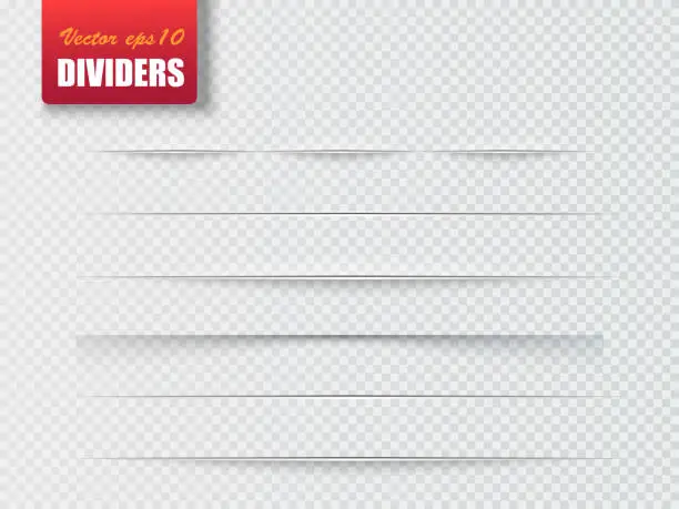 Vector illustration of Dividers isolated on transparent background. Shadow dividers. Vector