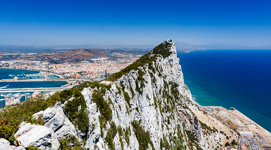 Wide view of the rocks of gibraltar from the observation deck