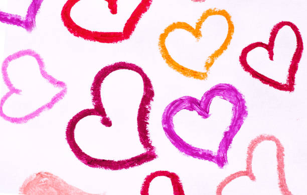 istock Hearts painted with different shades of lipstick 810162438