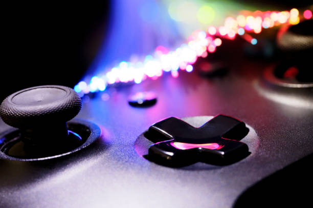 istock Studio shot of gamepad with optical cables next to it 810165650