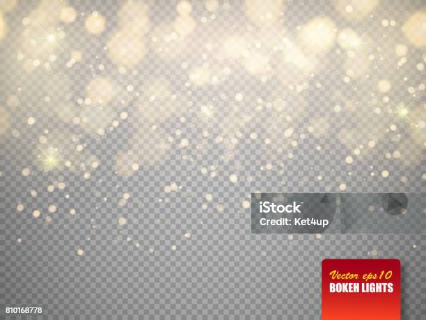 Golden Bokeh Lights With Glowing Particles Isolated Vector Stock Illustration - Download Image Now
