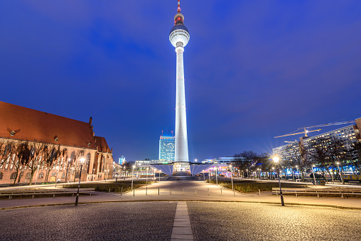 The television tower of Berlin is a tower for antennas radio and television transmitters in central Berlin. It is a well-known landmark of the city, near Alexanderplatz