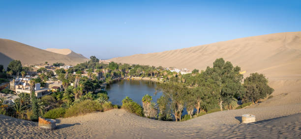 istock Panoramic view of Huacachina Oasis - Ica, Peru 810171782