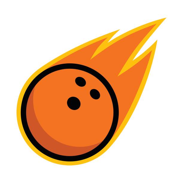 illustrazioni stock, clip art, cartoni animati e icone di tendenza di icona del colpo di coda di fuoco della cometa sportiva della palla da bowling - target sport flash