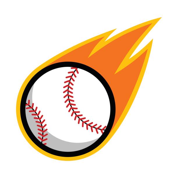 illustrazioni stock, clip art, cartoni animati e icone di tendenza di icona volante della coda di fuoco della cometa sportiva da baseball - target sport flash