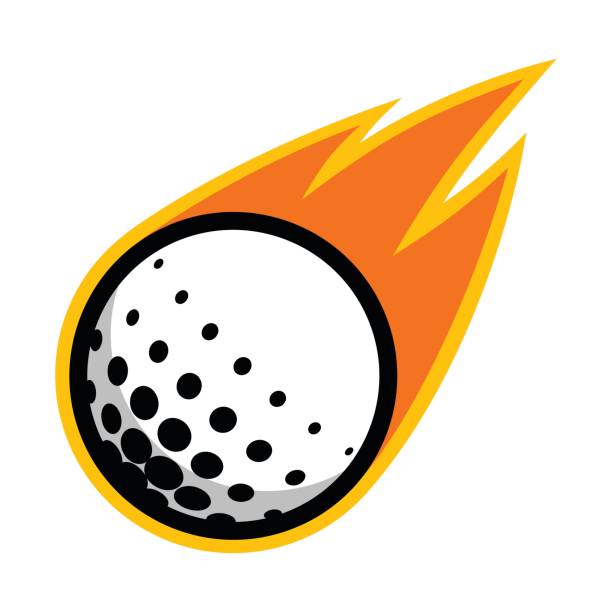 illustrazioni stock, clip art, cartoni animati e icone di tendenza di icona volante della cometa del fuoco della cometa sportiva da golf - target sport flash