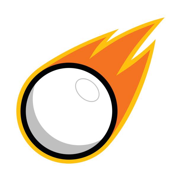 illustrazioni stock, clip art, cartoni animati e icone di tendenza di lacrosse tavolo tennis sport palla di plastica cometa fuoco coda volante icona - target sport flash