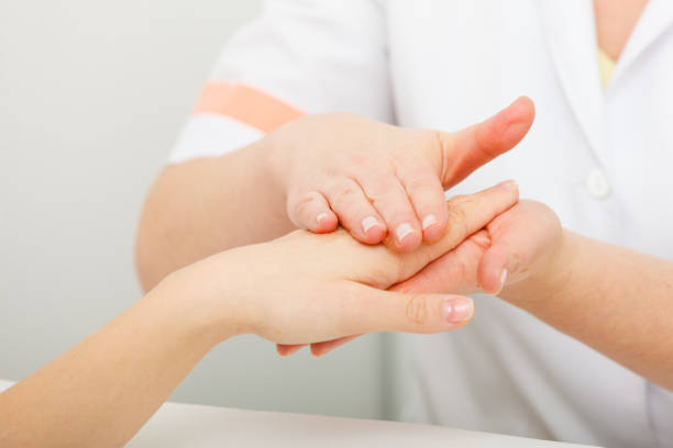 Handcare, manicure and pedicure, spa wellness treatment concept. Woman getting hand massage at beauty salon