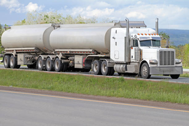 istock Semi Tanker Truck Travelling The Highway 810200204