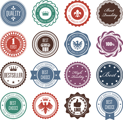 istock Emblems, badges and stamps - prize seals designs 810220898