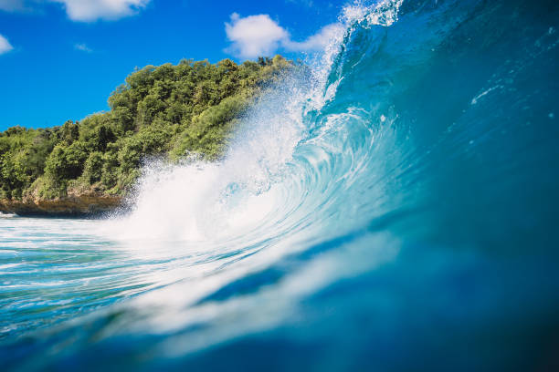 istock Blue wave in ocean. Wave and blue sky in Bali 810233284