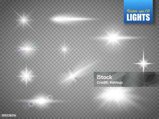 Brillant Effet De Lumières Flare Explosion Et Étoiles Effet Spécial Isolé Vecteurs libres de droits et plus d'images vectorielles de Équipement d'éclairage