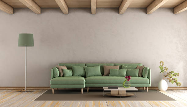 istock Living room with green sofa 810242994