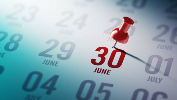 Calendar Concept June 30 written on a calendar to remind you an important appointment. june photos stock pictures, royalty-free photos & images